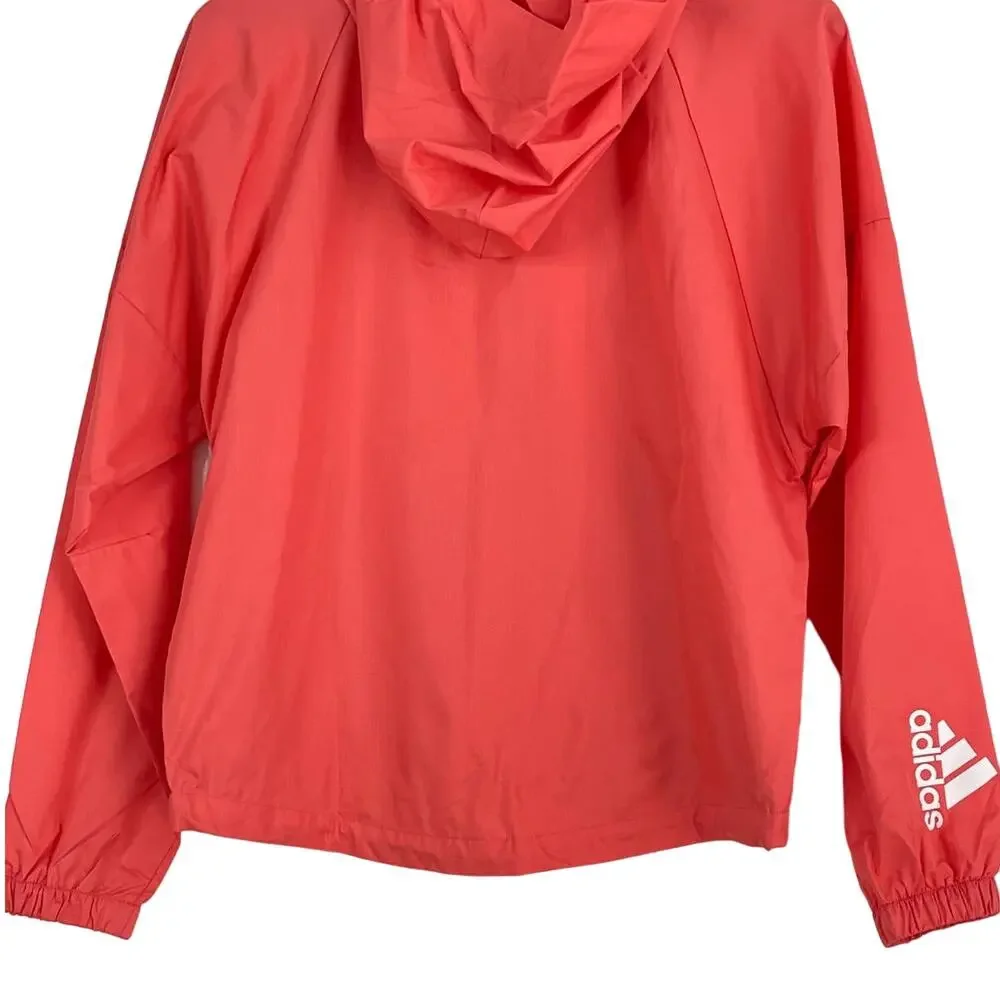 NEW Adidas Women's Pink Training Full Zip Hooded Windbreaker‎ Size Small